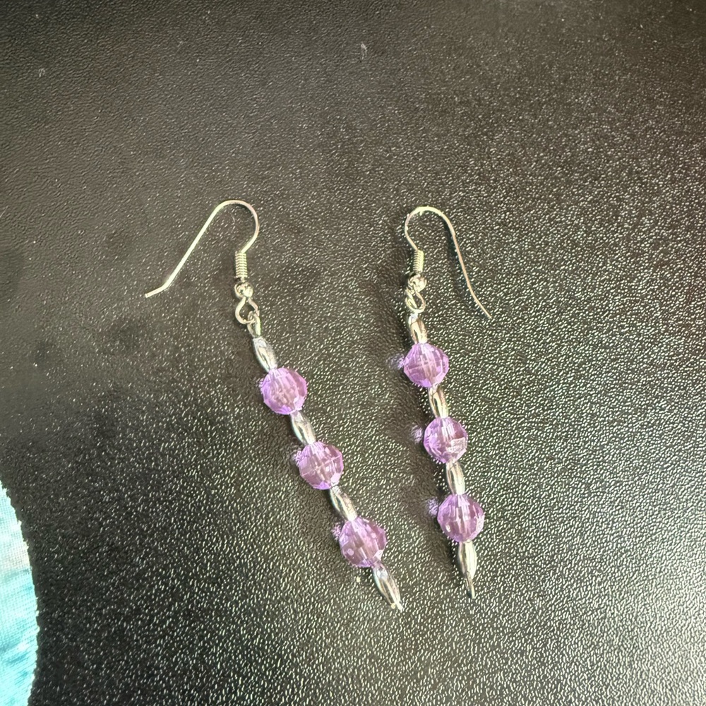 2 for $4 Elegant Purple Beaded Earrings
